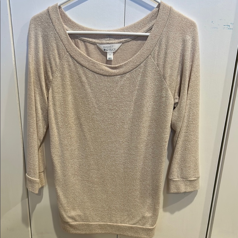Market & Spruce Light Tan Knit Top